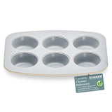 Bake with Elegance: 6-Cup Cake/Muffin Pan Set - Blue, Teal, Marble, Golden, Cream - Aluminized Steel with Ceramic Non-Stick Coating, PFOA & PFAS Free - Non-Toxic, Heavy-Duty Bakeware
