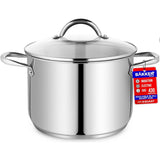 Bakken-Swiss Deluxe 8-Quart Stainless Steel Stockpot w/Tempered Glass See-Through Lid - Simmering Delicious Soups Stews & Induction Cooking - Exceptional Heat Distribution - Heavy-Duty & Food-Grade