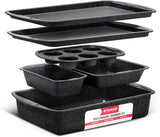 Bakken Swiss - Bakeware Set – 6 Piece – Stackable, Deluxe, Non-Stick Baking Pans for Professional and Home Cooking – Carbon Steel, Gray Coating