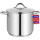 Bakken-Swiss Deluxe 24-Quart Stainless Steel Stockpot w/Tempered Glass See-Through Lid - Simmering Delicious Soups Stews & Induction Cooking - Exceptional Heat Distribution - Heavy-Duty & Food-Grade