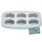 Bake with Elegance: 6-Cup Cake/Muffin Pan Set - Blue, Teal, Marble, Golden, Cream - Aluminized Steel with Ceramic Non-Stick Coating, PFOA & PFAS Free - Non-Toxic, Heavy-Duty Bakeware