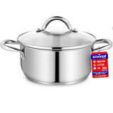Bakken-Swiss Deluxe 3-Quart Stainless Steel Stockpot w/Tempered Glass See-Through Lid - Simmering Delicious Soups Stews & Induction Cooking - Exceptional Heat Distribution - Heavy-Duty & Food-Grade