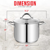 Bakken-Swiss Deluxe 8-Quart Stainless Steel Stockpot w/Tempered Glass See-Through Lid - Simmering Delicious Soups Stews & Induction Cooking - Exceptional Heat Distribution - Heavy-Duty & Food-Grade