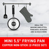 Bakken- Swiss 2-Piece Mini Nonstick Egg Pan & Omelet Pan – Egg Pan [5.5''] with Marble Coating Non-Stick, Skillet, Eco-Friendly –for Eggs Pancakes, for All Stoves - Non Toxic