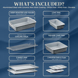 Bakken 8-Piece Stackable Bakeware Set - Ceramic Non-Stick Coating, Baking Sheets, Assorted Baking Pans, PTFE, PFOA & PFOS Free - Healthy Baking, Ergonomic Handles, Cooling Rack, Non-Toxic, Oven-Safe