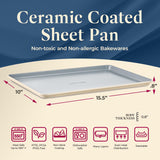 Premium Sheet Pan Set - Blue, Teal, Marble, Golden, Cream - Aluminized Steel with Ceramic Non-Stick Coating, PFOA & PFAS Free - Non-Toxic, Heavy-Duty Bakeware for Cake, Bread