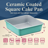 Square Cake Pan - Aluminized Steel, Ceramic Non-Stick Coating, Non-Toxic, Ideal Size, Heavy-Duty, Elevate Your Baking with Durability and Style!