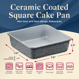 Square Cake Pan - Aluminized Steel, Ceramic Non-Stick Coating, Non-Toxic, Ideal Size, Heavy-Duty, Elevate Your Baking with Durability and Style!