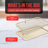 Bakken- Swiss Crisper Tray White marble Coating - 2-Piece Set , Non-Stick Basket Design for Healthier Cooking in Regular Ovens - Make Great Crispy Food , Bacon and More, Extra Large Size 19" x 13"