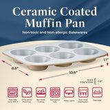 Bake with Elegance: 6-Cup Cake/Muffin Pan Set - Blue, Teal, Marble, Golden, Cream - Aluminized Steel with Ceramic Non-Stick Coating, PFOA & PFAS Free - Non-Toxic, Heavy-Duty Bakeware