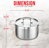 Stockpot – 5 Quart – Brushed Stainless Steel – Heavy Duty Induction Pot with Lid and Riveted Handles – For Soup, Seafood, Stock, Canning and for Catering for Large Groups and Events by BAKKEN