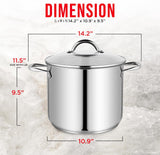 Bakken-Swiss Deluxe 12-Quart Stainless Steel Stockpot w/Tempered Glass See-Through Lid - Simmering Delicious Soups Stews & Induction Cooking - Exceptional Heat Distribution - Heavy-Duty & Food-Grade