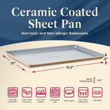 Premium Sheet Pan Set - Blue, Teal, Marble, Golden, Cream - Aluminized Steel with Ceramic Non-Stick Coating, PFOA & PFAS Free - Non-Toxic, Heavy-Duty Bakeware for Cake, Bread