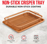 Bakken Swiss Air Fryer Tray,2in1 Nonstick Copper Crisper Air Fry Basket w/Elevated Mesh Great For Oven, For Baking & Crispy Foods, Dishwasher Safe,PTFE/PFOA/PFOS FREE Extra-large 9.5"x13",Copper