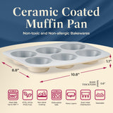 Bake with Elegance: 6-Cup Cake/Muffin Pan Set - Blue, Teal, Marble, Golden, Cream - Aluminized Steel with Ceramic Non-Stick Coating, PFOA & PFAS Free - Non-Toxic, Heavy-Duty Bakeware