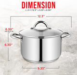 Bakken-Swiss Deluxe 5-Quart Stainless Steel Stockpot w/Tempered Glass See-Through Lid - Simmering Delicious Soups Stews & Induction Cooking - Exceptional Heat Distribution - Heavy-Duty & Food-Grade