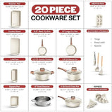 Bakken-Swiss 20-Piece Kitchen Cookware Set – Granite Non-Stick – Eco-Friendly – for All Stoves & Oven-Safe