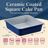 Square Cake Pan - Aluminized Steel, Ceramic Non-Stick Coating, Non-Toxic, Ideal Size, Heavy-Duty, Elevate Your Baking with Durability and Style!
