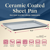 Premium Sheet Pan Set - Blue, Teal, Marble, Golden, Cream - Aluminized Steel with Ceramic Non-Stick Coating, PFOA & PFAS Free - Non-Toxic, Heavy-Duty Bakeware for Cake, Bread