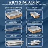 Bakken 8-Piece Stackable Bakeware Set - Ceramic Non-Stick Coating, Baking Sheets, Assorted Baking Pans, PTFE, PFOA & PFOS Free - Healthy Baking, Ergonomic Handles, Cooling Rack, Non-Toxic, Oven-Safe