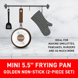 Bakken- Swiss 2-Piece Mini Nonstick Egg Pan & Omelet Pan – Egg Pan [5.5''] with Copper/Golden Non-Stick, Skillet, Eco-Friendly –for Eggs Pancakes, for All Stoves - Non Toxic