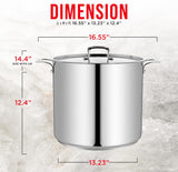 Stockpot – 24 Quart – Brushed Stainless Steel – Heavy Duty Induction Pot with Lid and Riveted Handles – For Soup, Seafood, Stock, Canning and for Catering for Large Groups and Events by BAKKEN