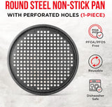 Bakken Non-Stick Pizza Pan – Durable Carbon Steel with Silicone Handle, Easy Cleanup & Dishwasher Safe