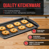 Bakken Swiss Cookie Sheet 3 Piece Set - Non-Stick, Stackable Baking Pans, Gray Deluxe Ceramic Coating – Dishwasher Safe - for Home Baking