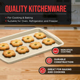 Bakken Swiss Cookie Sheet 3 Piece Set - Non-Stick, Stackable Baking Pans, White marble Deluxe Ceramic Coating – Dishwasher Safe - for Home Baking