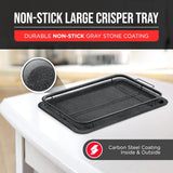 Bakken- Swiss Crisper Tray Gray marble Coating - 2-Piece Set , Non-Stick Basket Design for Healthier Cooking in Regular Ovens - Make Great Crispy Food , Bacon and More, Extra Large Size 19" x 13"