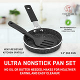 Bakken- Swiss 2-Piece Mini Nonstick Egg Pan & Omelet Pan – Egg Pan [5.5''] with Marble Coating Non-Stick, Skillet, Eco-Friendly –for Eggs Pancakes, for All Stoves - Non Toxic