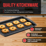 Bakken Swiss Cookie Sheet 3 Piece Set - Non-Stick, Stackable Baking Pans, Gray marble Deluxe Ceramic Coating – Dishwasher Safe - for Home Baking