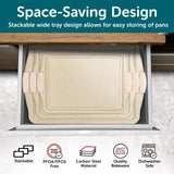 BAKKEN Cookie Sheets for Baking Nonstick Set - 3-Piece Stackable Carbon Steel Baking Sheet Pans Set with Silicone Handles, Non Toxic Cookie Sheets for Baking Bakeware Set - White Marble