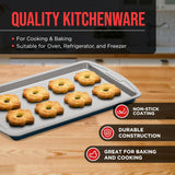 Bakken Swiss Cookie Sheet 3 Piece Set - Non-Stick, Stackable Baking Pans, Deluxe Ceramic Coating – Dishwasher Safe - for Home Baking
