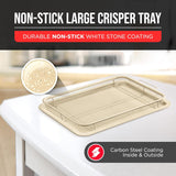 Bakken- Swiss Crisper Tray White marble Coating - 2-Piece Set , Non-Stick Basket Design for Healthier Cooking in Regular Ovens - Make Great Crispy Food , Bacon and More, Extra Large Size 19" x 13"