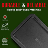 3 Piece Set Nonstick Carbon Steel Oven Bakeware -Professional Quality Kitchen Cooking Baking Trays -PFOA, PFOS, PTFE-Free Small, Medium & Large Baking Sheet Pans