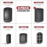 Bakken Swiss - Bakeware Set – 6 Piece – Stackable, Deluxe, Non-Stick Baking Pans for Professional and Home Cooking – Carbon Steel, Gray Stone Coating