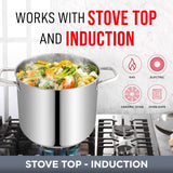 Bakken-Swiss Deluxe 12-Quart Stainless Steel Stockpot w/Tempered Glass See-Through Lid - Simmering Delicious Soups Stews & Induction Cooking - Exceptional Heat Distribution - Heavy-Duty & Food-Grade