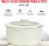 Bakken 15-Piece Non-Stick Cookware Set with Detachable Handles – Granite Stackable Pots and Pans Set, Dishwasher Safe, Oven-Safe, and Compatible Kitchen Essential for All Stoves – Black Granite