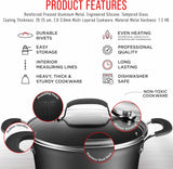 Cookware Set – 23 Piece –Black Multi-Sized Cooking Pots with Lids, Skillet Fry Pans and Bakeware – Reinforced Pressed Aluminum Metal - for Gas, Electric, Ceramic and Induction by BAKKEN Swiss