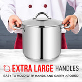 Bakken-Swiss Deluxe 14-Quart Stainless Steel Stockpot w/Tempered Glass See-Through Lid - Simmering Delicious Soups Stews & Induction Cooking - Exceptional Heat Distribution - Heavy-Duty & Food-Grade