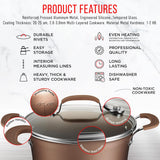 Pots and Pans Set – 14 Piece – Non-Stick Professional Home Kitchenware – Cooking Pots with Lids – Skillet Fry Pans – Suitable for Gas, Electric, Ceramic and Induction Counter Cooktops - Golden