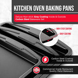 Bakken Swiss Cookie Sheet 3 Piece Set - Non-Stick, Stackable Baking Pans, Gray Deluxe Ceramic Coating – Dishwasher Safe - for Home Baking