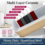 Bakken 8-Piece Stackable Bakeware Set - Ceramic Non-Stick Coating, Baking Sheets, Assorted Baking Pans, PTFE, PFOA & PFOS Free - Healthy Baking, Ergonomic Handles, Cooling Rack, Non-Toxic, Oven-Safe