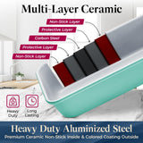 Bakken 8-Piece Stackable Bakeware Set - Ceramic Non-Stick Coating, Baking Sheets, Assorted Baking Pans, PTFE, PFOA & PFOS Free - Healthy Baking, Ergonomic Handles, Cooling Rack, Non-Toxic, Oven-Safe