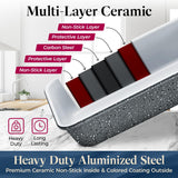 Bakken 8-Piece Stackable Bakeware Set - Ceramic Non-Stick Coating, Baking Sheets, Assorted Baking Pans, PTFE, PFOA & PFOS Free - Healthy Baking, Ergonomic Handles, Cooling Rack, Non-Toxic, Oven-Safe