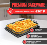 Bakken Swiss Crisper Tray - 2-Piece Set – Gray Marble, Non-Stick Basket Design for Healthier Cooking in Regular Ovens - Achieve Perfectly Crispy Chips, Bacon and More