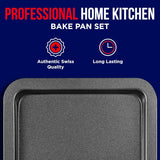 3 Piece Set Nonstick Carbon Steel Oven Bakeware -Professional Quality Kitchen Cooking Baking Trays -PFOA, PFOS, PTFE-Free Small, Medium & Large Baking Sheet Pans