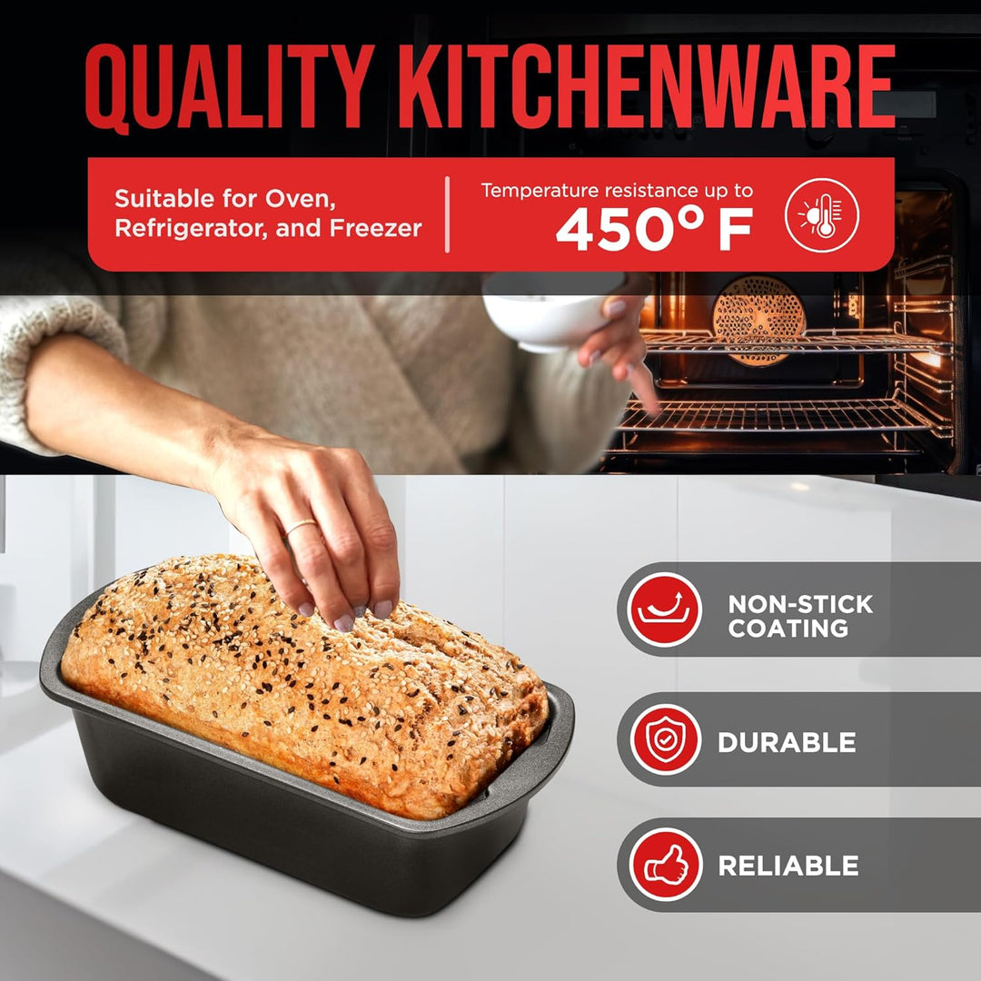 Bakken- Swiss Loaf Pan Set 2-Piece - Deluxe Nonstick Carbon Steel Bakeware for Perfect Bread and Cakes – Dishwasher Safe, Premium Pans for Home Baking