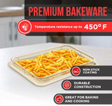 Bakken- Swiss Crisper Tray White marble Coating - 2-Piece Set , Non-Stick Basket Design for Healthier Cooking in Regular Ovens - Make Great Crispy Food , Bacon and More, Extra Large Size 19" x 13"